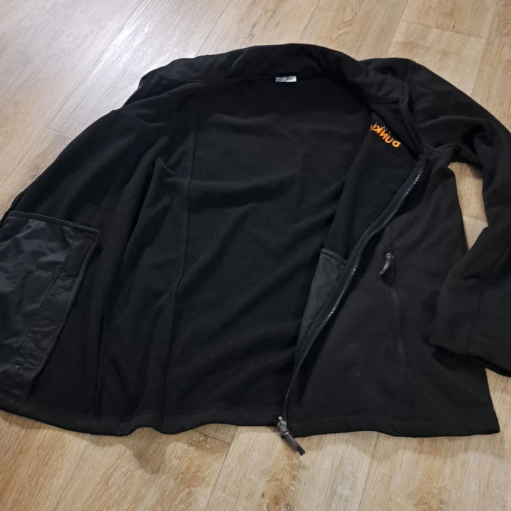 Black Soft Full-zip Dunkin' Uniform Jacket Polyester Micofleece Men's Size Large - Picture 5 of 10